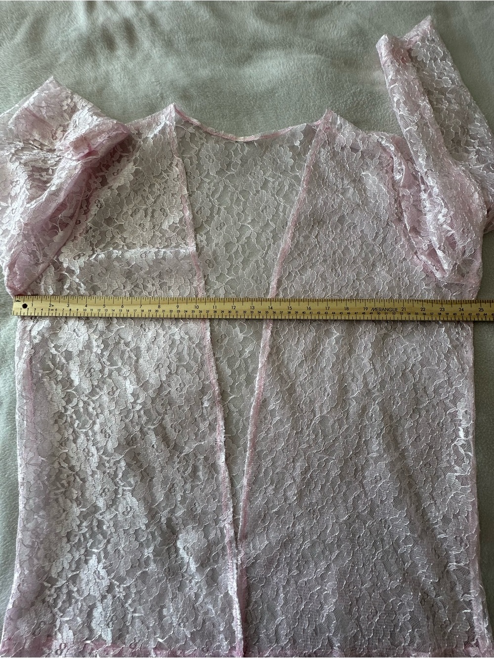 Pink Sheer Lace Kimono Cardigan Coquette Cottagecore Ethereal Open Front Duster - Picture 7 of 8